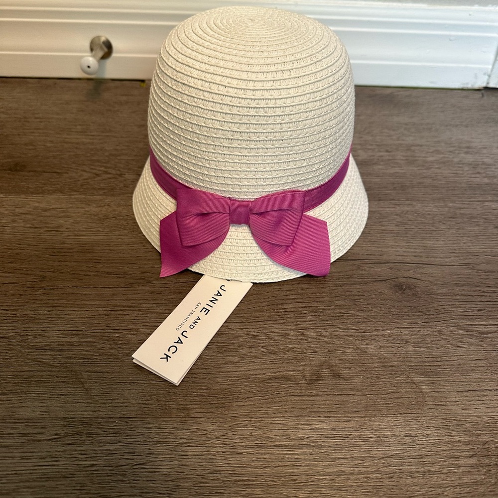 White and Pink Kids Hat with Bow